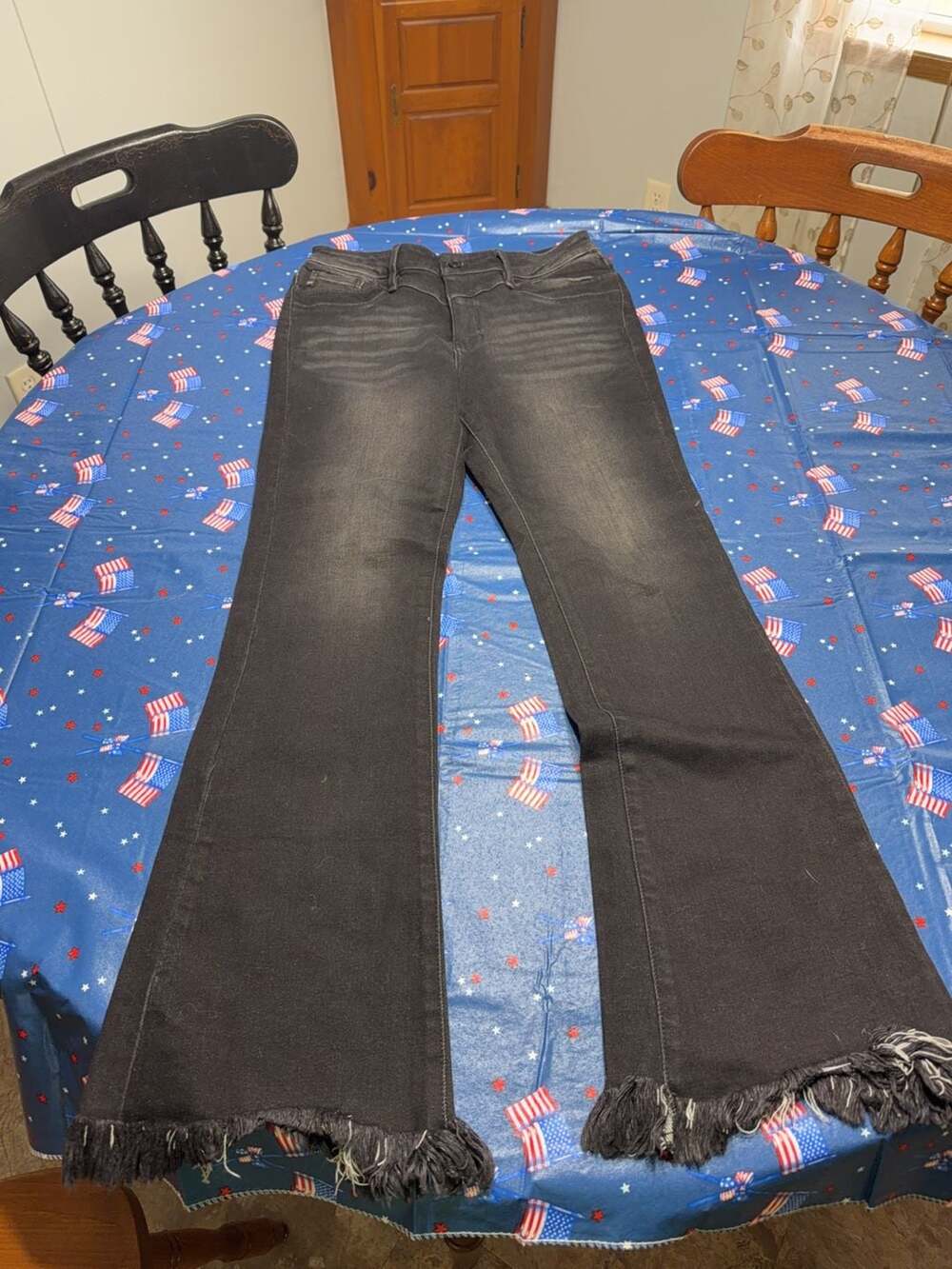 KanCan Exclusively for  Black Frayed Hem Flare Jeans